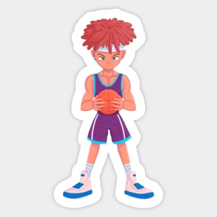 young basketball player, aesthetic sports illustration Sticker